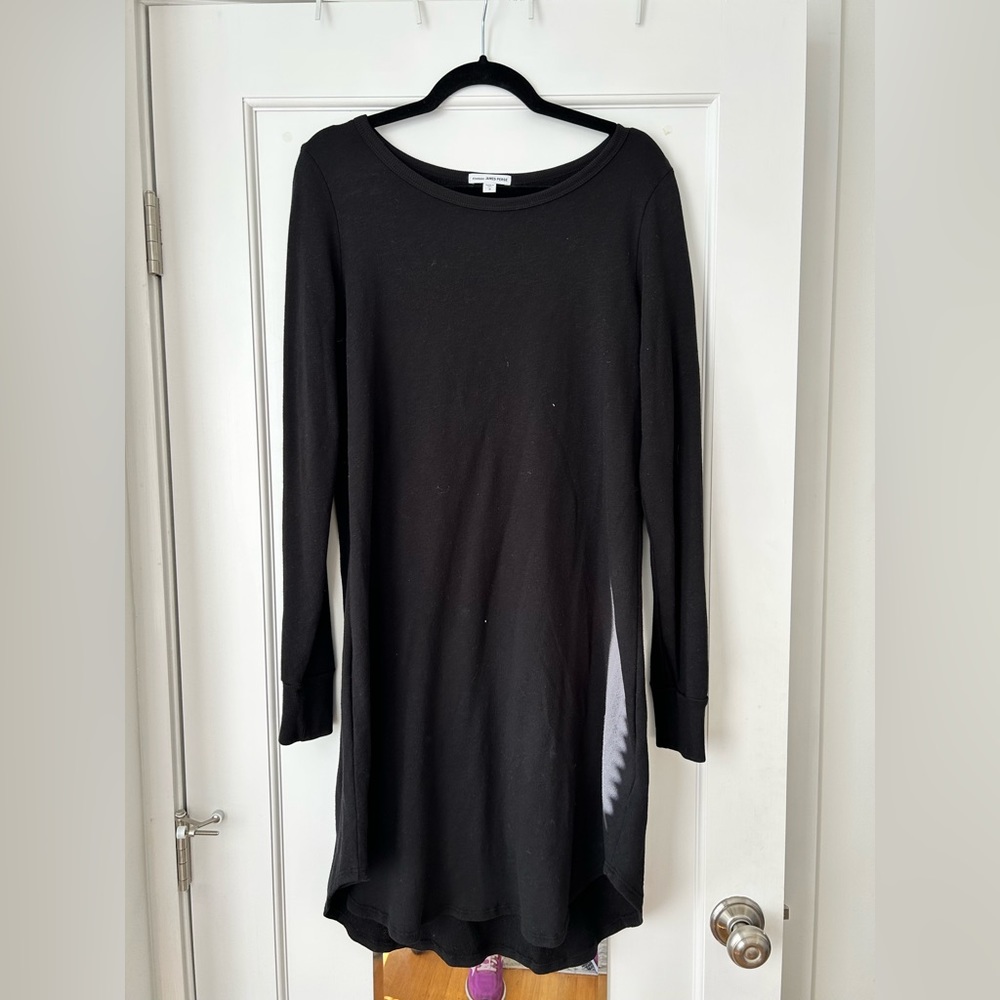 Long sleeve black cotton dress